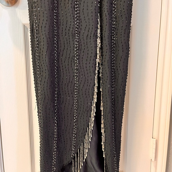 Embellished Vintage Gown, Black with Silver fringe - Picture 4 of 7